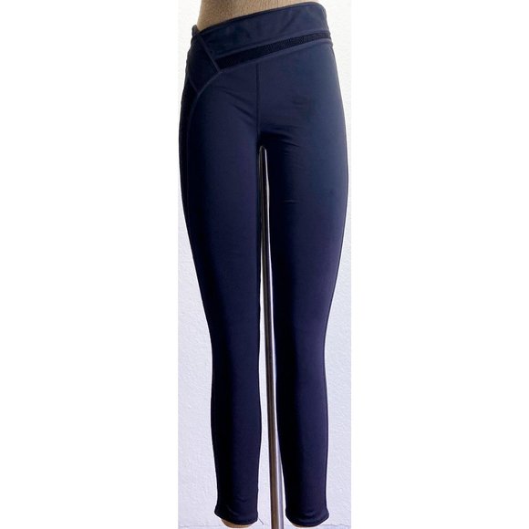 Free People Black Floral Lace Light Weight Long Activewear Leggings w. Pocket, S - Picture 1 of 9